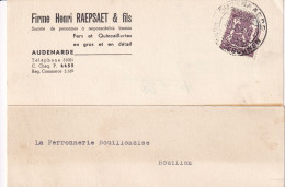 1948 FIRME HENRI RAEPSAET & FILS FERS ET QUINCAILLERIE AUDENARDE BOUILLON FERRONNERIE - Covers & Documents