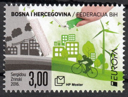 Bosnia Croatia 2016 Europa CEPT Think GREEN Environment Bicycle Wind Farm Joint Issue, MNH - 2016