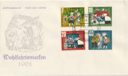 ALLEMAGNE BUND GERMANY RFA Poste  241 à 244 FDC Ersttagbrief Wohlfahrt Conte Légende Le Loup Et Les 7 Agneaux 1961 - 1961-1970