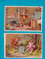 Chocolat IBLED Deux Chromos Or  Clown Plichinelle Chat Vol Effration Pied De Biche  Termes Justice Repessé Grepel - Ibled