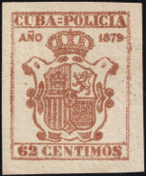 ESPAGNE / ESPANA - COLONIAS (Cuba) 1879 "CUBA-POLICIA" Fulcher 497 62c Naranja-bister - Sin Gomar - Kuba (1874-1898)