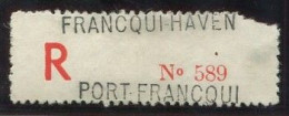 Congo Port-Francqui Etiquette Recommandé Type 2Ad/R/B (petite Griffe Majuscule Bilingue) Dent. 11 - Covers & Documents