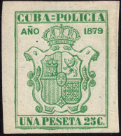 ESPAGNE / ESPANA - COLONIAS (Cuba) 1879 "CUBA-POLICIA" Fulcher 498 1,25P Verde - Sin Gomar - Cuba (1874-1898)