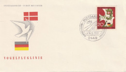 ALLEMAGNE BUND GERMANY RFA Poste  271 FDC Ersttagbrief Vogelfluglinie Ligne Ferry-boat Allemagne Danemark 14.5.1963 - 1961-1970