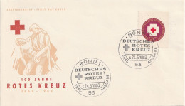 ALLEMAGNE BUND GERMANY RFA Poste  272 FDC Ersttagbrief Centenaire Croix-Rouge Rotes Kreuz 24.5.1963 Bonn - 1961-1970