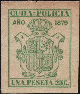 ESPAGNE / ESPANA - COLONIAS (Cuba) 1879 "CUBA-POLICIA" Fulcher 498 1,25P Verde - Sin Gomar - Kuba (1874-1898)