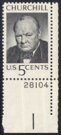 !a! USA Sc# 1264 MNH SINGLE From Lower Right Corner W/ Platw-# 28104 - Churchill Memorial - Nuovi