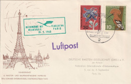 ALLEMAGNE BUND GERMANY RFA Poste  273 275 Raketen Fusée Tour Eiffel Par Vol Lufthansa LH 144 21.9.1963 Hambourg - 1961-1970
