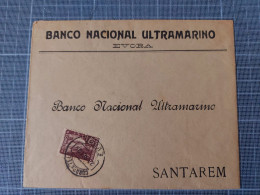 Portugal,  Carta De Evora Para Santarem, 1925 Selo Perfurado, Banco Ultramarino - Lettres & Documents