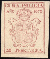 ESPAGNE / ESPANA - COLONIAS (Cuba) 1879 "CUBA-POLICIA" Fulcher 499 2,50P Carmín Pálido - Sin Gomar - Cuba (1874-1898)