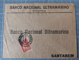 Portugal,  Carta De Evora Para Santarem, 1922 Selo Perfurado, Banco Ultramarino - Lettres & Documents