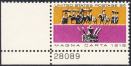 !a! USA Sc# 1265 MNH SINGLE From Lower Left Corner W/plate-# 28089 - Magna Carta - Nuovi