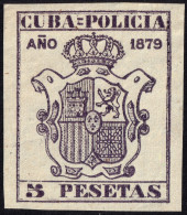 ESPAGNE / ESPANA - COLONIAS (Cuba) 1879 "CUBA-POLICIA" Fulcher 502 5P Violeta - Sin Gomar - Cuba (1874-1898)