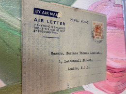 Hong Kong Stamp Earlier Aerogramme Used 1949 - Autres & Non Classés