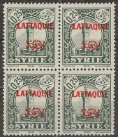 LATAKIA 1931 Hama Overprinted - 0p.25 - Green MNH BLOCK OF 4 - Ongebruikt