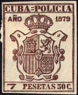 ESPAGNE / ESPANA - COLONIAS (Cuba) 1879 "CUBA-POLICIA" Fulcher 503 7,5 P Castaño - Nuevo* - Kuba (1874-1898)