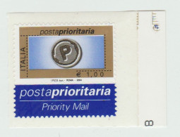 ITALIA REPUBBLICA ITALY REPUBLIC -  2002 - POSTA PRIORITARIA CON CORNICE - VALORE EURO 1,00 - NUOVO - 2001-10: Neufs