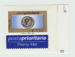 ITALIA REPUBBLICA ITALY REPUBLIC -  2002 - POSTA PRIORITARIA CON CORNICE - VALORE EURO 1,00 - NUOVO - 2001-10:  Nuevos