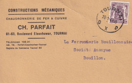 1949 Constructions Mecaniques Chaudronnerie De Fer & Cuivre Ch Parfait Tournai Bouillon - Covers & Documents