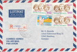 Indonesia Registered  Air Mail Cover Sent To Germany 1996 UNICEF Stamps - Indonésie