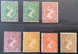 Falkland Islands 1891-1902 Queen Victoria 7 Different F-VF Mint Original Gum  (MH*) Stamps (Iles Falkland British Empire - Islas Malvinas