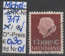 1958 - NIEDERLANDE - FM/DM "Königin Juliana" 12C Auf 10C Karminbraun - O  Gestempelt - S. Scan (717o 01-02 Nl) - Usati