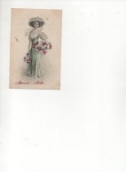 CPA  Par Vienne - Femme - Jolie Robe - Panier De Fleurs - Bonne Fête - 1910 - Scan Du Verso - - Vienne