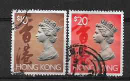 HONG KONG 1992 QE Ll DEFINITIVES PAIR $10 & $20 - Gebraucht