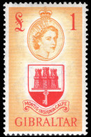 Gibraltar 1953-59  1 Scarlet And Orange-yellow Lightly Mounted Mint. - Gibraltar