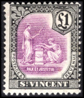 St Vincent 1913-17  1 Mauve And Black Lightly Mounted Mint. - St.Vincent (...-1979)