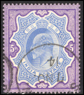 India 1902 5r Ultramarine And Deep Lilac Fine Used. - 1902-11 Roi Edouard VII