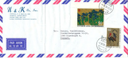 Japan Air Mail Cover Sent To Denmark 1-11-1973 Topic Stamps Folded Cover - Luchtpost