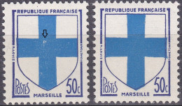18088 Variété : N° 1180  Blason Marseille Anneau Lune + Normal   ** - Unused Stamps