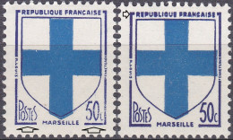 18089 Variété : N° 1180  Blason Marseille Impression Défectueuse De POSTES 50c + Normal    ** - Neufs