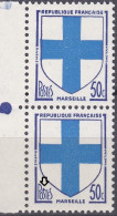 18093 Variété : N° 1180  Blason Marseille Boule Dans ST De POSTES Tenant à Normal ** - Unused Stamps