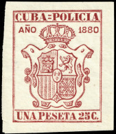ESPAGNE / ESPANA - COLONIAS (Cuba) 1880 "CUBA-POLICIA" Fulcher 519 1,25 P Carmín Oscuro - Nuevo* - Cuba (1874-1898)