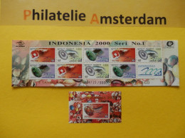 Indonesia 1997, FULL SHEET / MINERALS / INDONESIA 2000: Mi 1695-97, + Bl. 120, ** - KB - Minerales