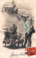 Joyeux Noël - 2 Cpa Carte Photo - Enfant Et Traineau - Jeux Jouets - Fête Voeux - Other & Unclassified