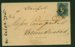 British India 1854 QV 1/2a Half Anna Litho / Lithograph Stamp Franking On Cover Jaulna To Secunderabad As Per Scan - 1854 Compañia Británica De Las Indias