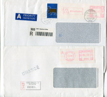 3 R-covers With Red Machine Cancellations - Muttenz I - 4002 Basel 2 - 1200 Genève 3 Rive - Timbres D'automates