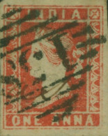 British India 1854 QV 1a One Anna RED DIE I LITHO / Lithograph Stamp 4 Margins, As Per Scan - 1854 East India Company Administration