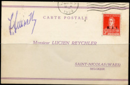 1928 Carte Postale 5c With Overprint M.J.I. From UNIVERSIDAD LA PLATA Naar Saint Nicolas Waes - Postal Stationery