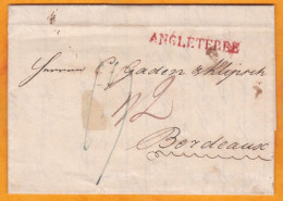 1827 - KGIV - Lettre De Londres, GB Vers Bordeaux, France - Griffe ANGLETERRE En Rouge - Cover From London To Bordeaux - ...-1840 Vorläufer