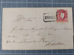 Portugal, 1869, Lettre Evora Pour Lisboa,  Marque 166 Et EVORA, - Briefe U. Dokumente