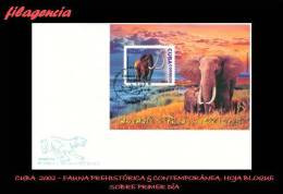 CUBA SPD-FDC. 2002-28 FAUNA PREHISTÓRICA & CONTEMPORÁNEA. HOJA BLOQUE - FDC