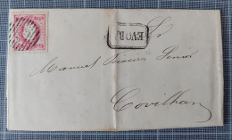 Portugal, 1869, Lettre Evora Pour Covilha,  Marque 166 Et EVORA, - Brieven En Documenten