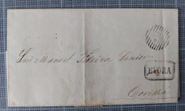 Portugal, 1869, Lettre Evora Pour Covilha,  Marque 166 Et EVORA, - Cartas & Documentos