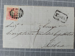 Portugal, 1874, Lettre Evora Pour Lisboa  Marque 197 Et EVORA, - Briefe U. Dokumente