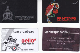 LOT De 4 Cartes Cadeaux Tres Bon état - Tarjetas De Fidelización Y De Regalo