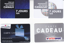 LOT De 4 Cartes Cadeaux Tres Bon état - Gift And Loyalty Cards